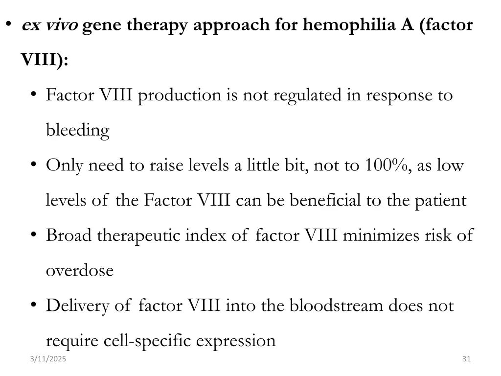 ex vivo gene therapy approach for hemophilia