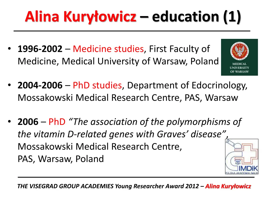 alina kury owicz education 1
