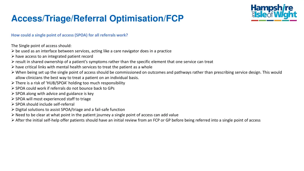 access triage referral optimisation fcp