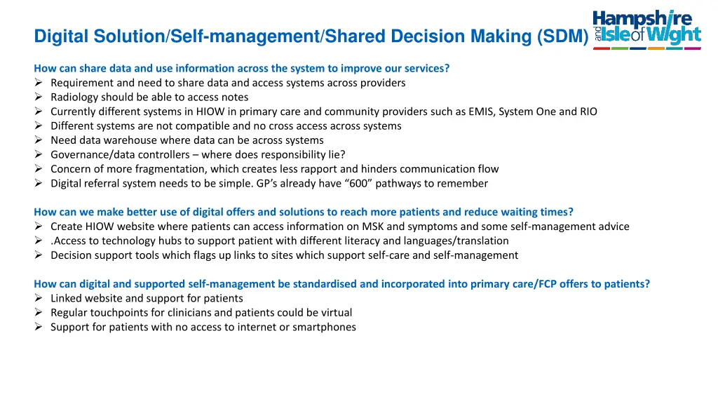 digital solution self management shared decision