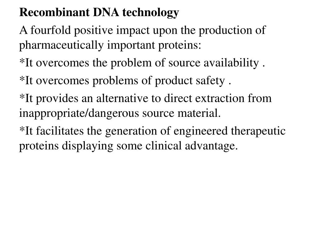 recombinant dna technology a fourfold positive