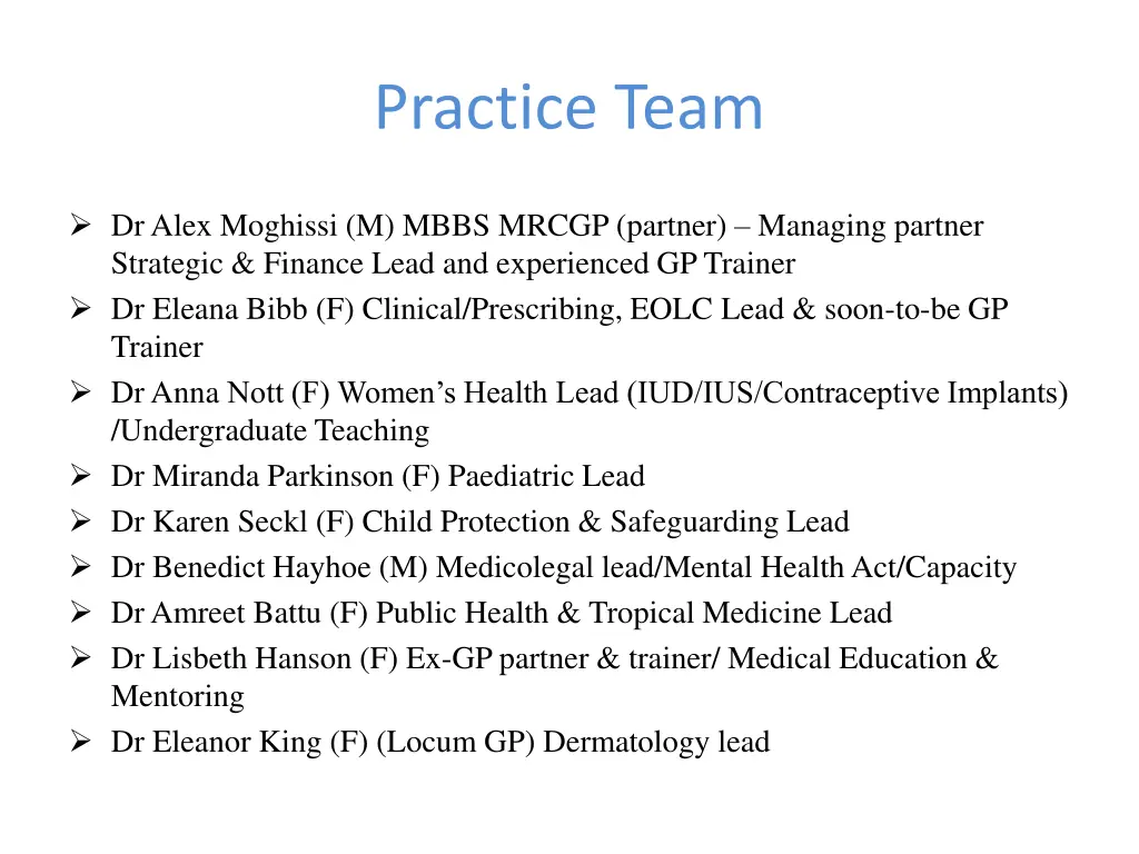 practice team