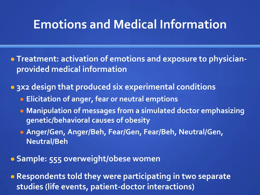 emotions and medical information