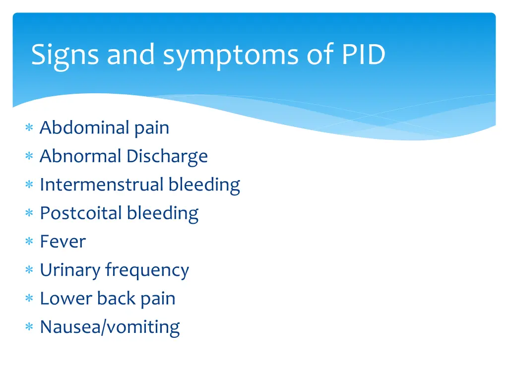 signs and symptoms of pid