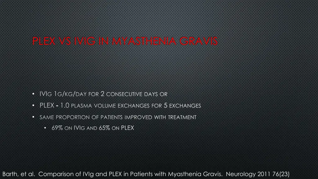 plex vs ivig in myasthenia gravis