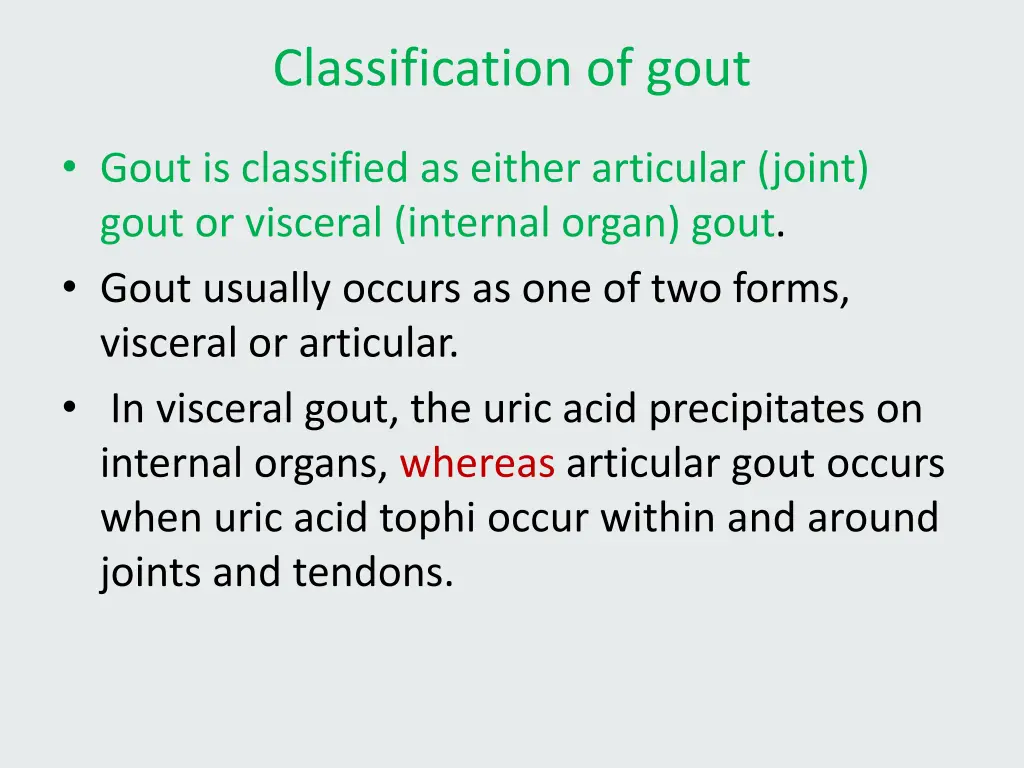 classification of gout