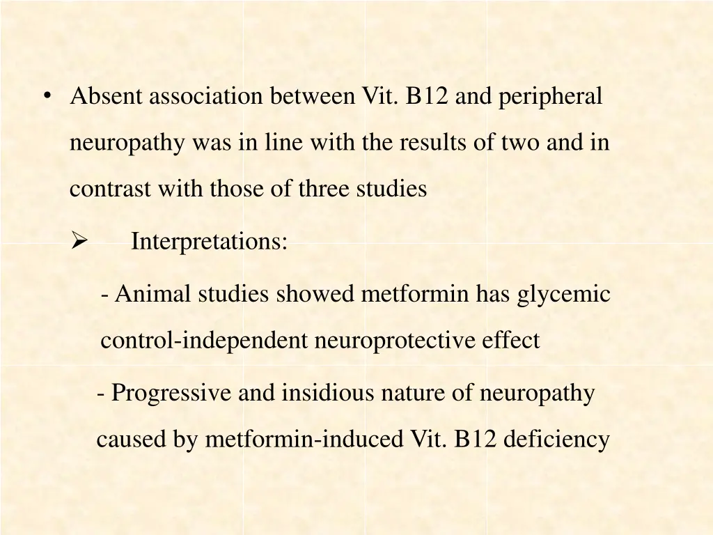 absent association between vit b12 and peripheral