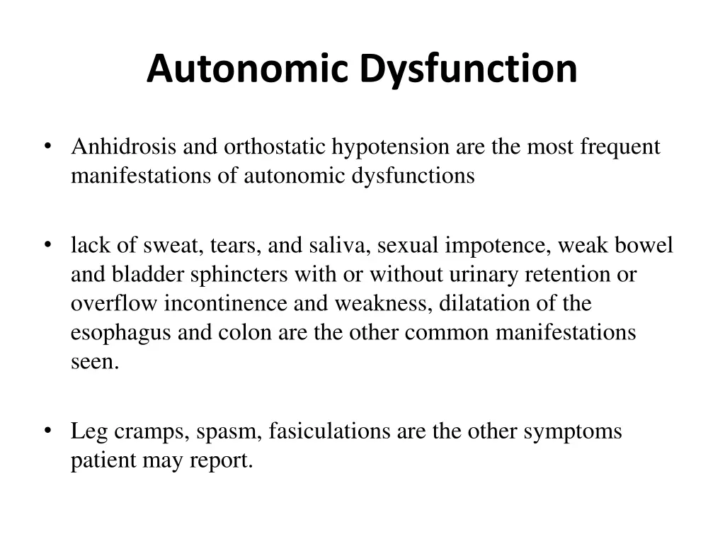 autonomic dysfunction