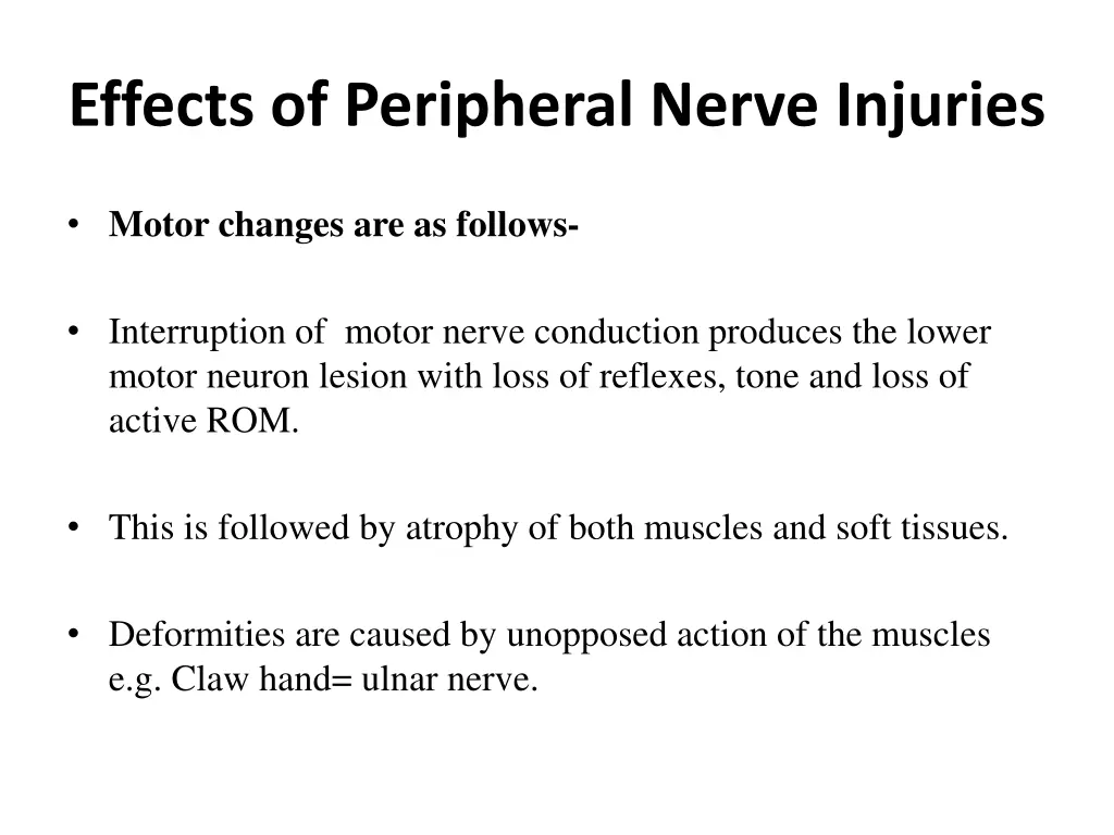 effects of peripheral nerve injuries
