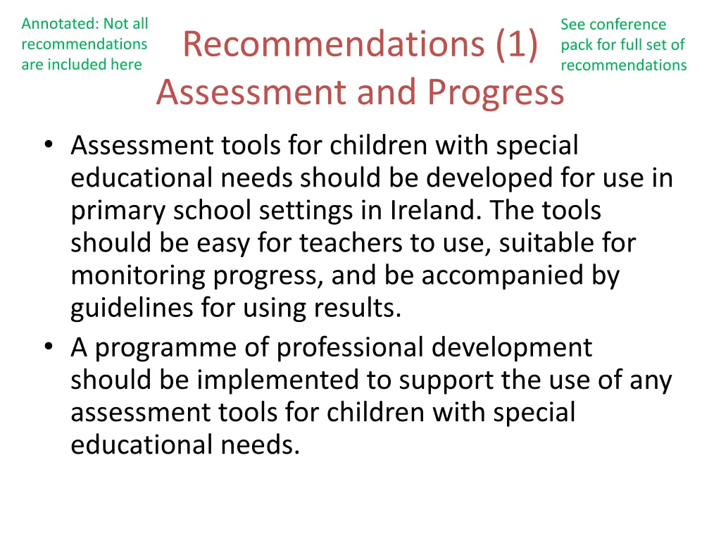 annotated not all recommendations are included
