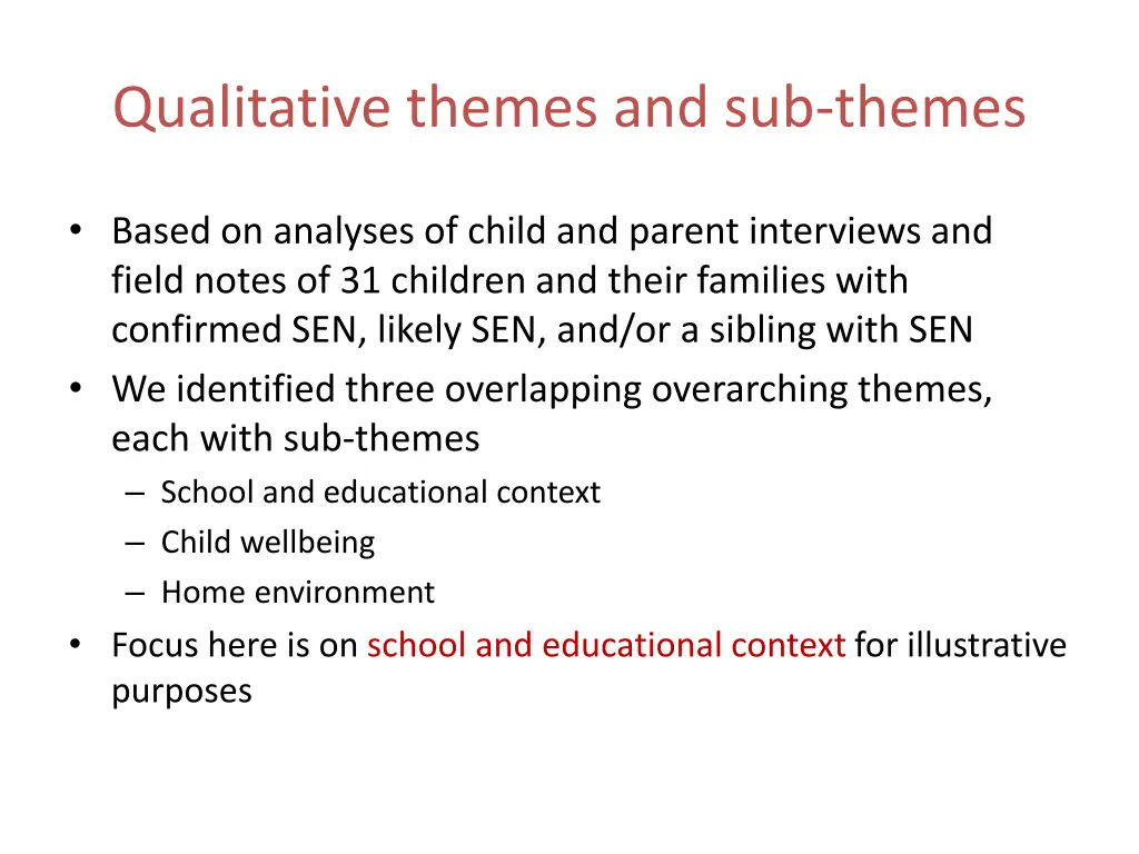 qualitative themes and sub themes