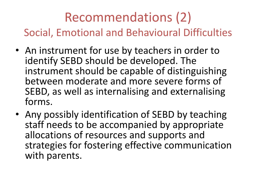 recommendations 2 social emotional
