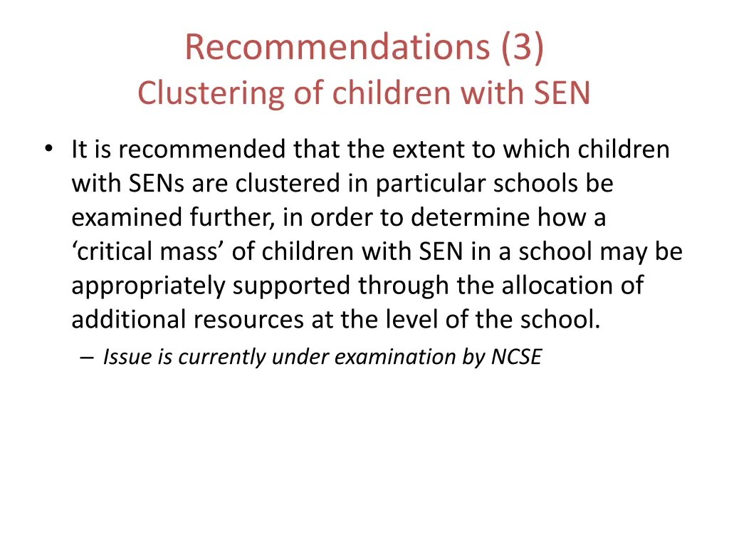 recommendations 3 clustering of children with sen