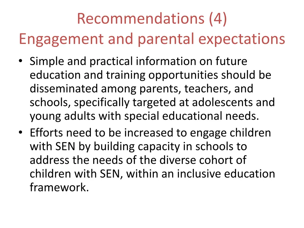 recommendations 4 engagement and parental
