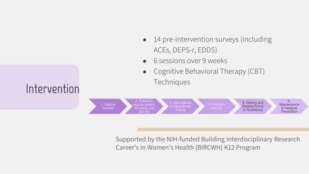 14 pre intervention surveys including aces deps
