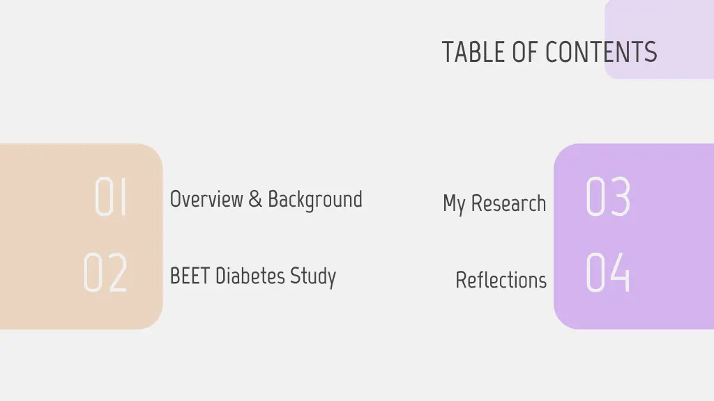 table of contents