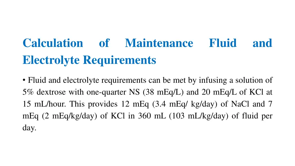 calculation electrolyte requirements 1
