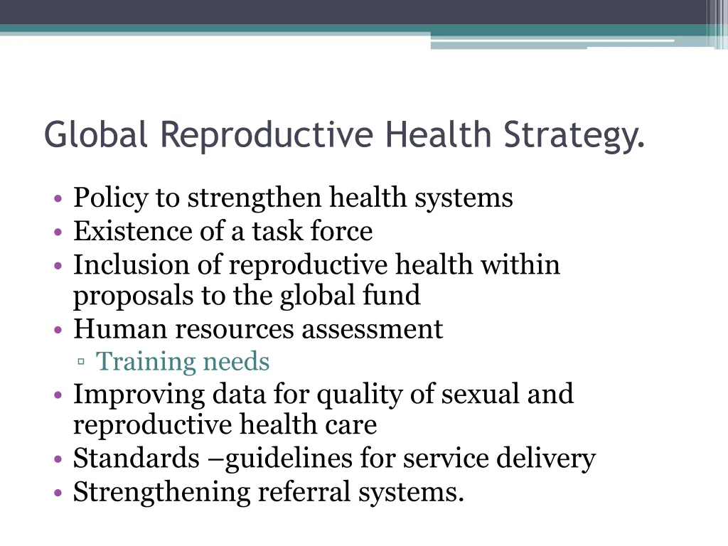 global reproductive health strategy