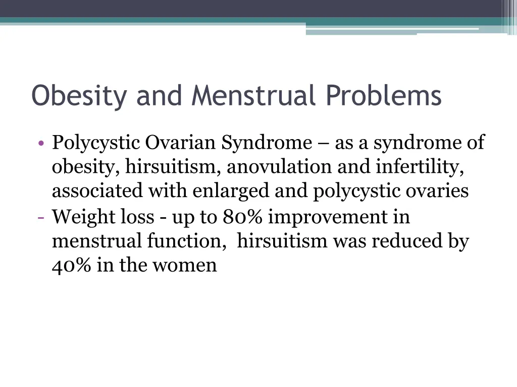 obesity and menstrual problems
