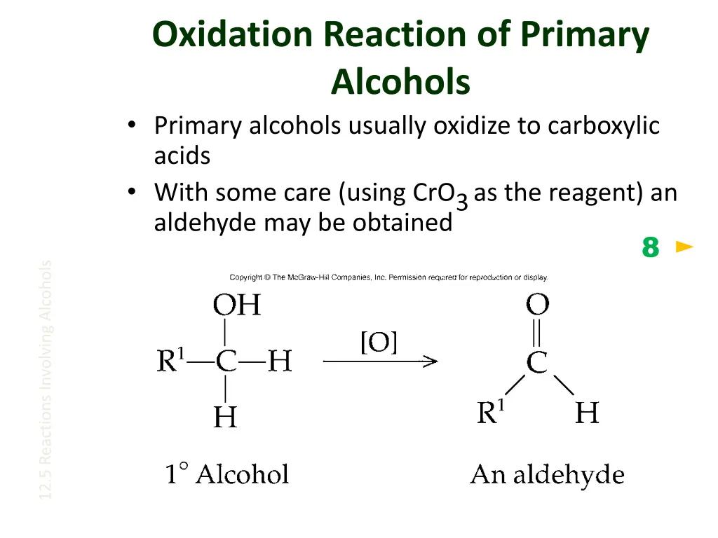 oxidation reaction of primary alcohols primary