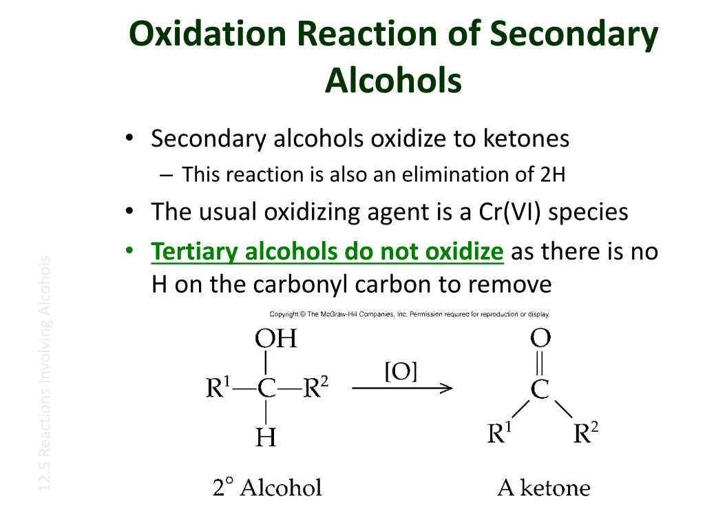 oxidation reaction of secondary alcohols