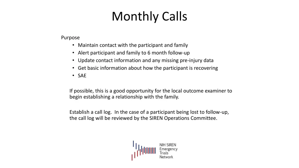 monthly calls
