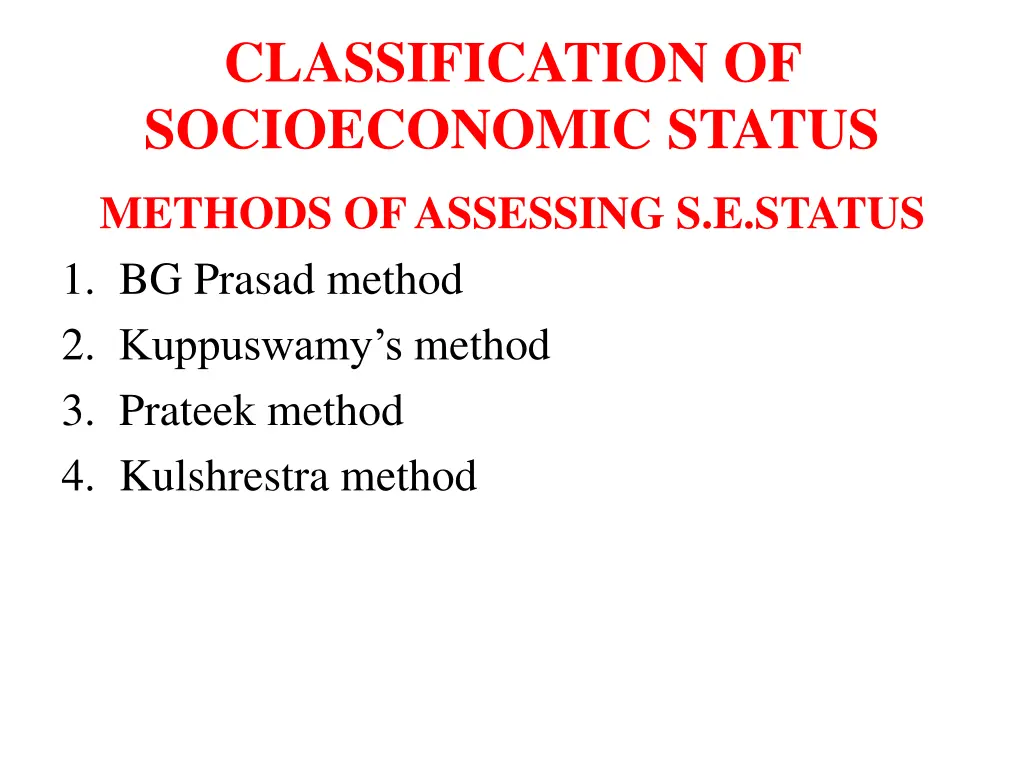 classification of socioeconomic status