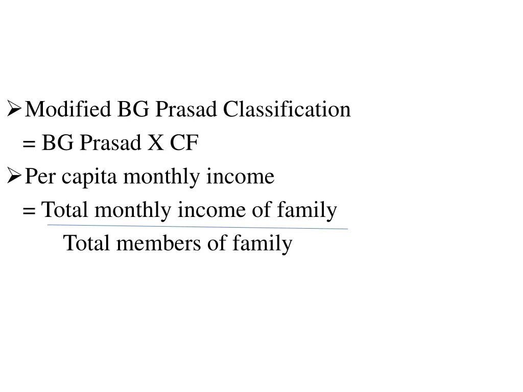 modified bg prasad classification bg prasad