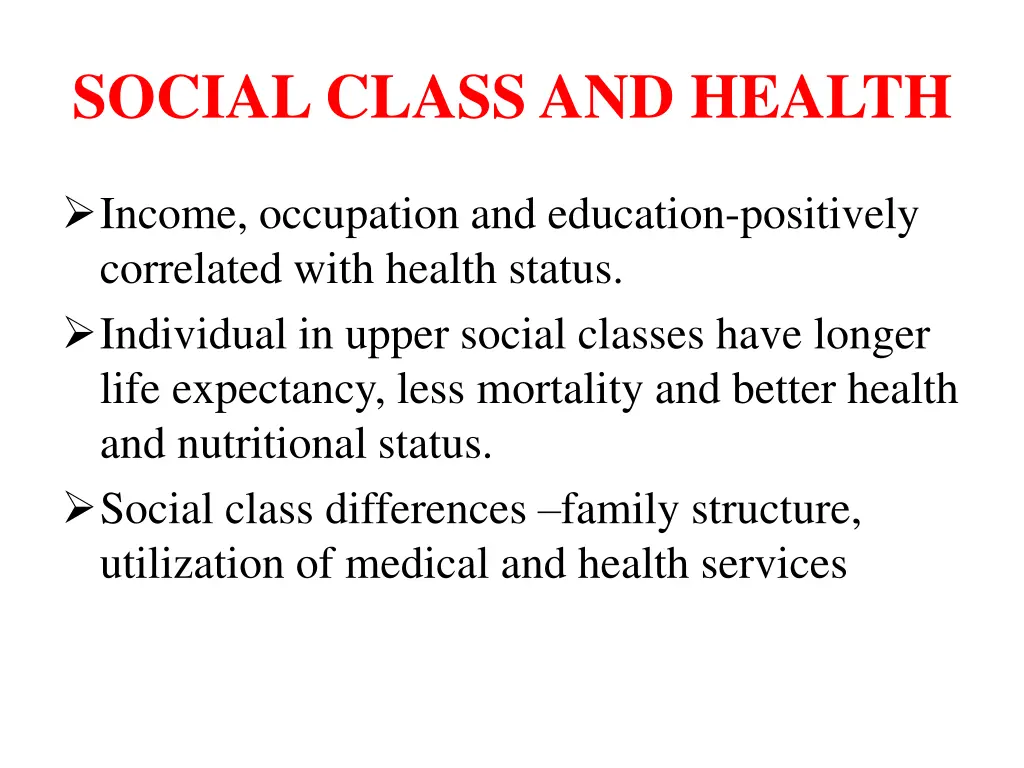 social class and health