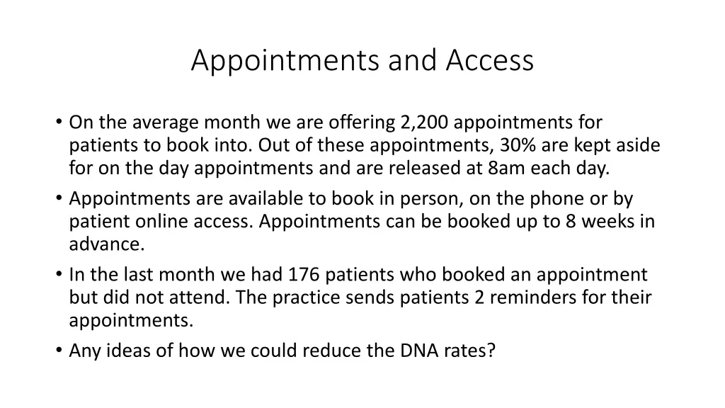 appointments and access