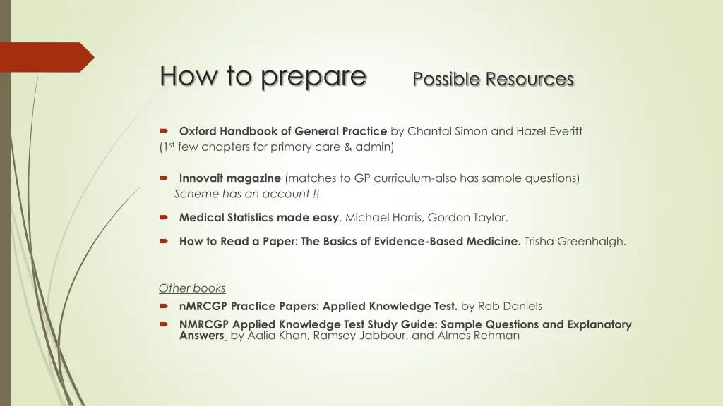 how to prepare possible resources