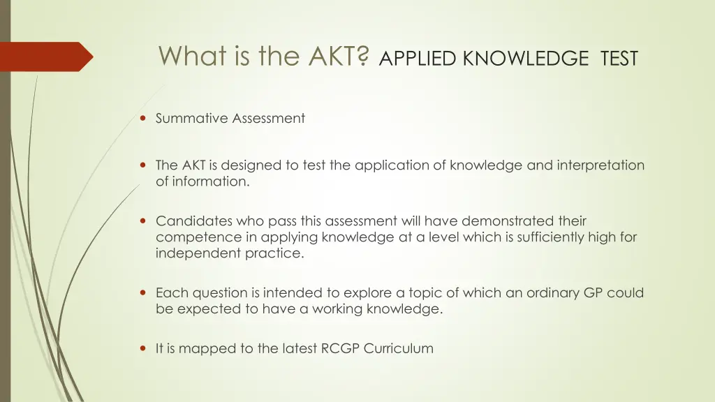 what is the akt applied knowledge test