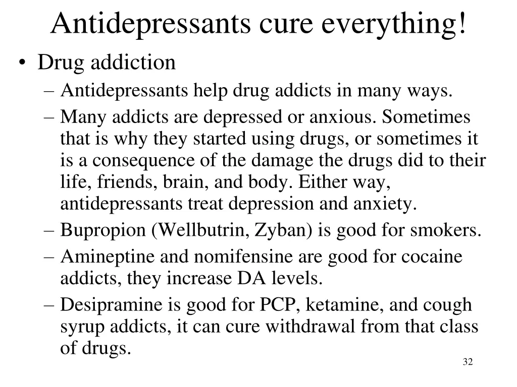 antidepressants cure everything drug addiction