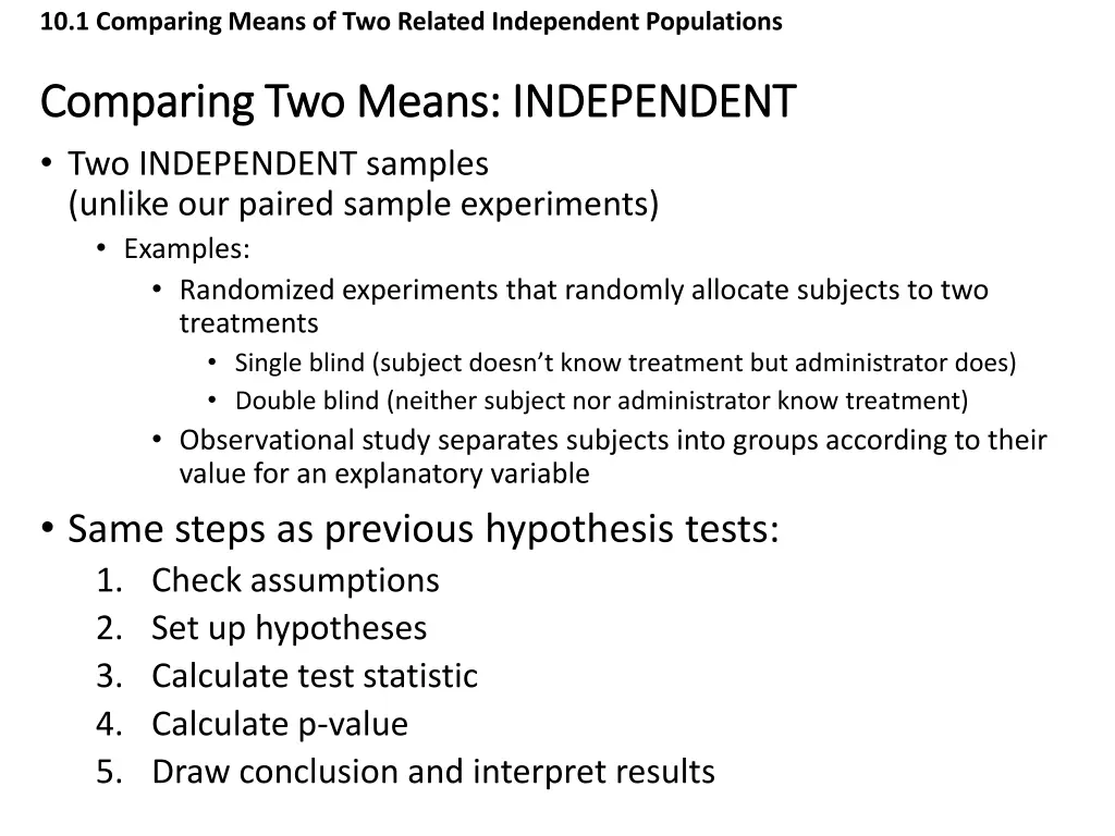 10 1 comparing means of two related independent