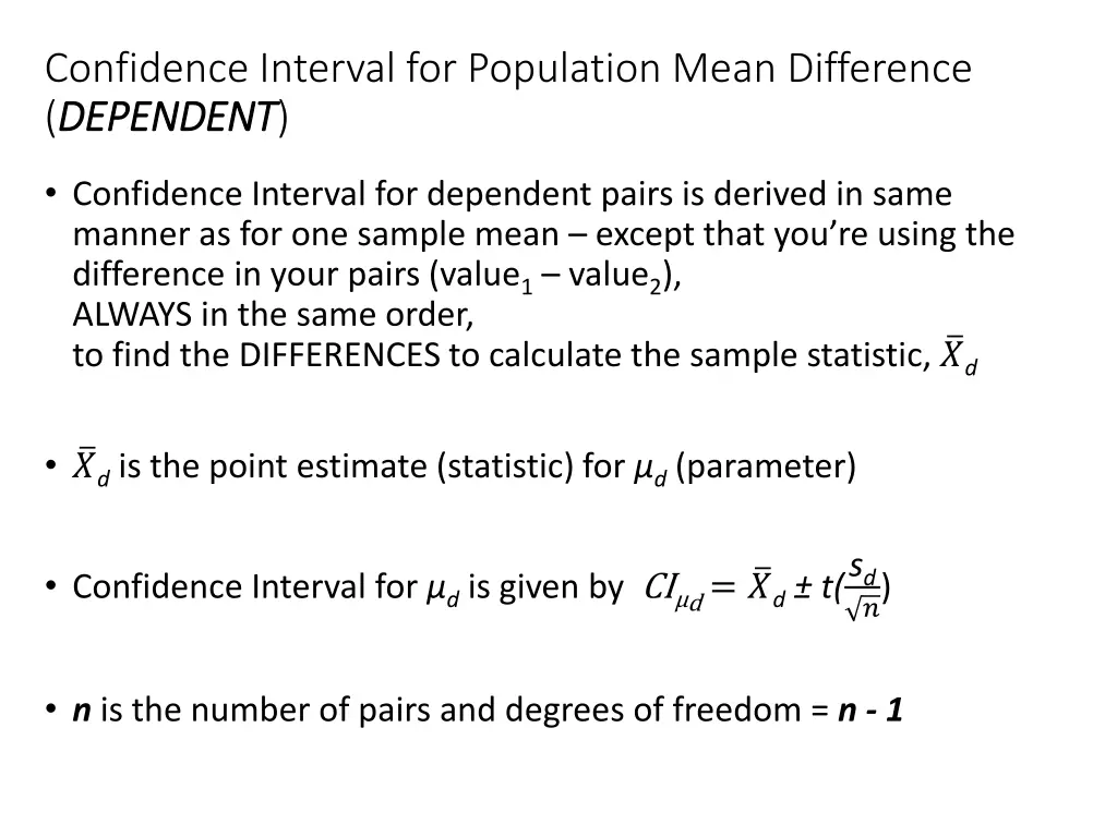 confidence interval for population mean