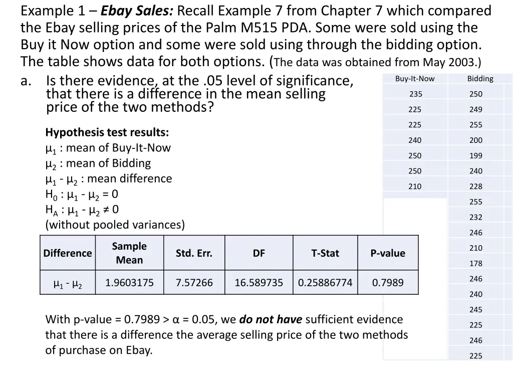 example 1 ebay sales recall example 7 from 1