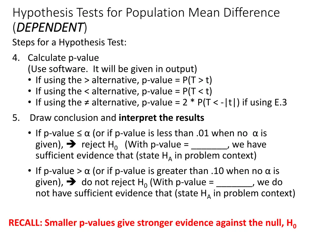 hypothesis tests for population mean difference 1