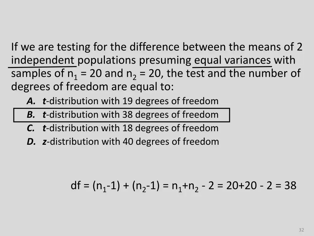 if we are testing for the difference between