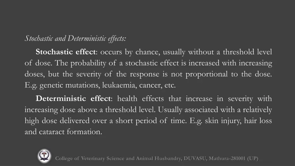 stochastic and deterministic effects stochastic