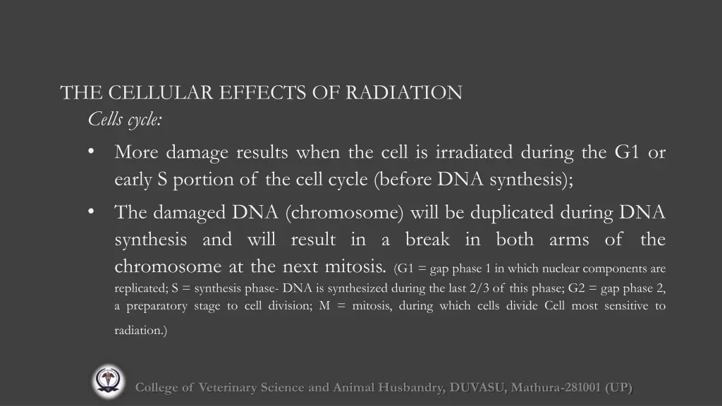 the cellular effects of radiation cells cycle