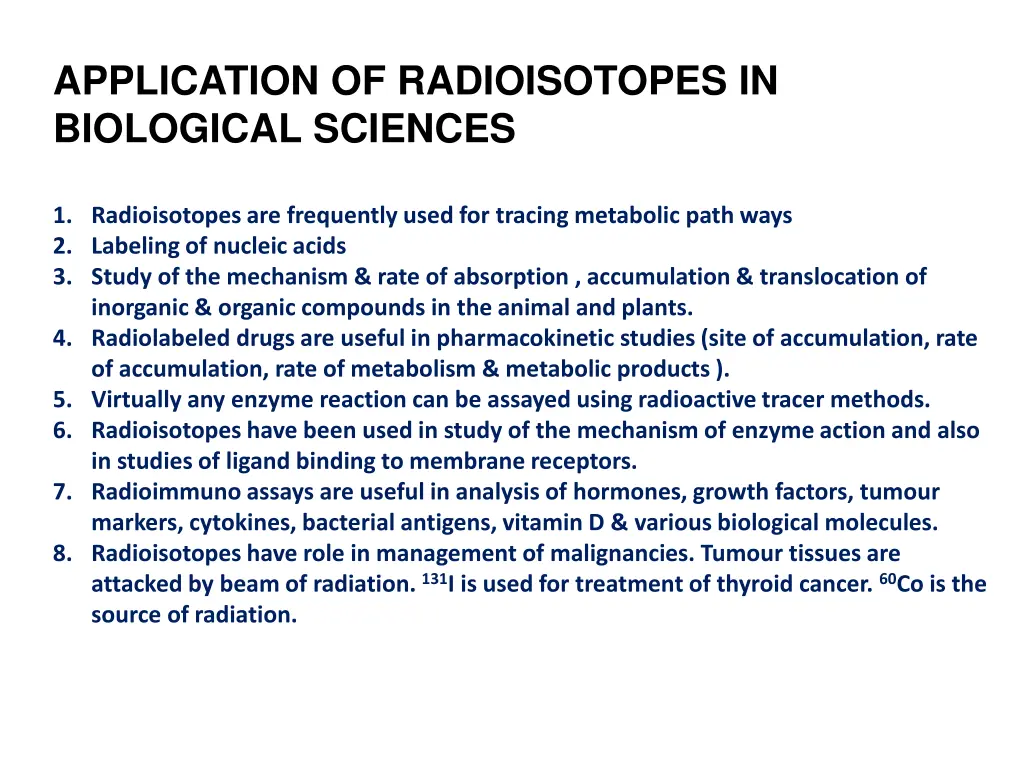 application of radioisotopes in biological