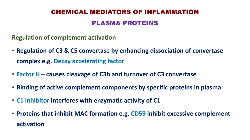 chemical mediators of inflammation plasma proteins 1