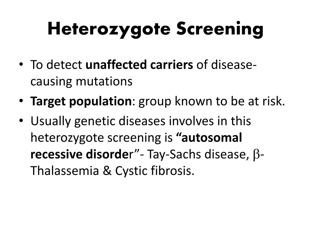 heterozygote screening