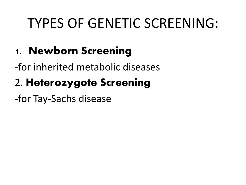types of genetic screening