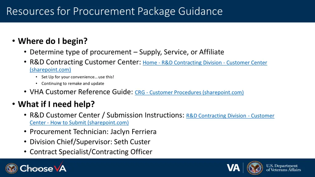 resources for procurement package guidance
