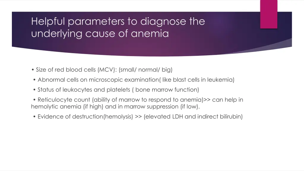 helpful parameters to diagnose the underlying
