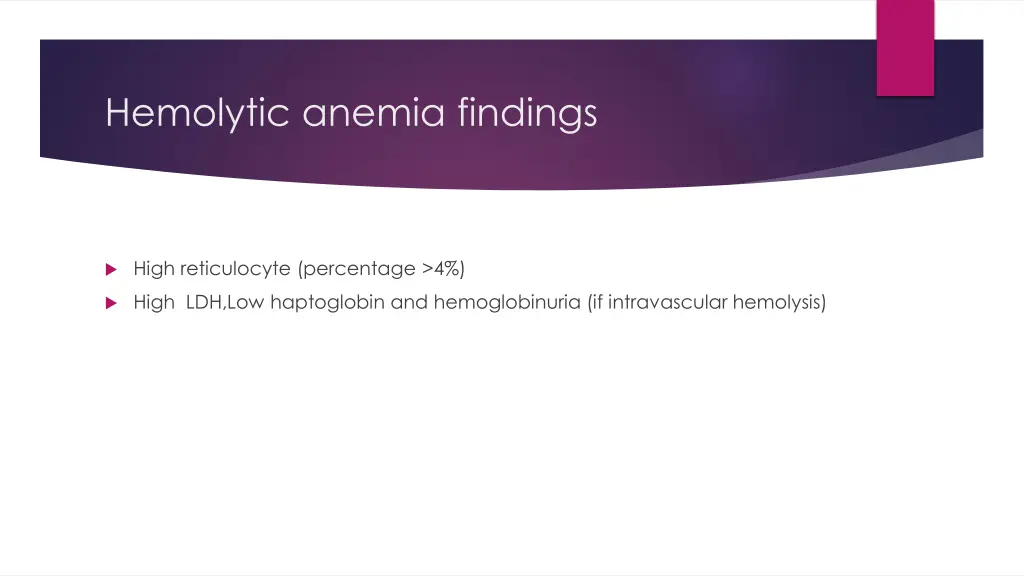 hemolytic anemia findings