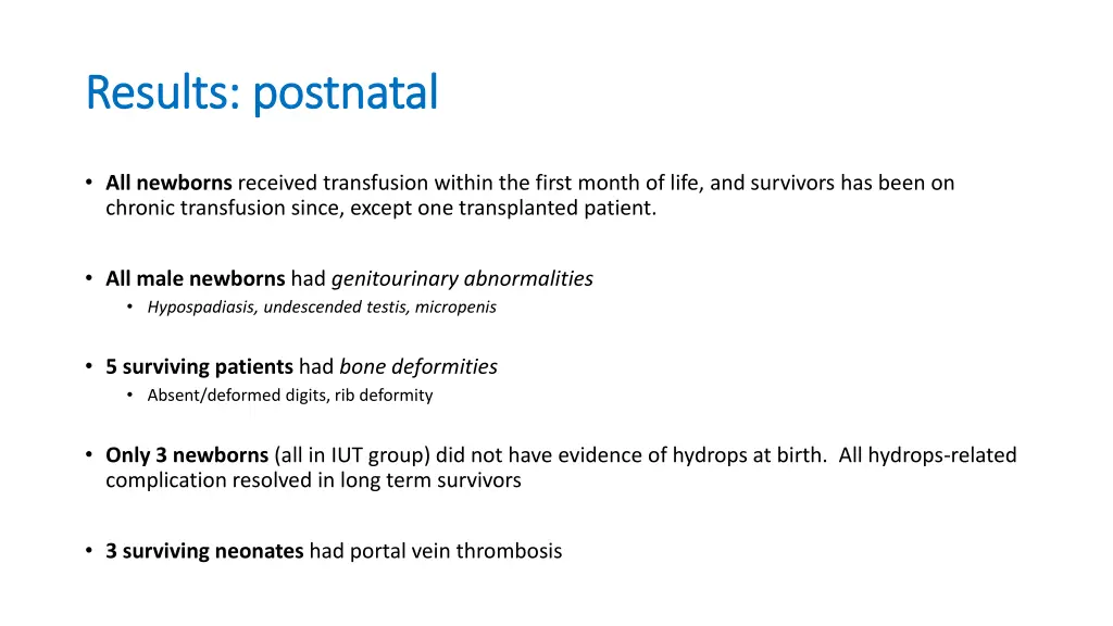 results postnatal results postnatal