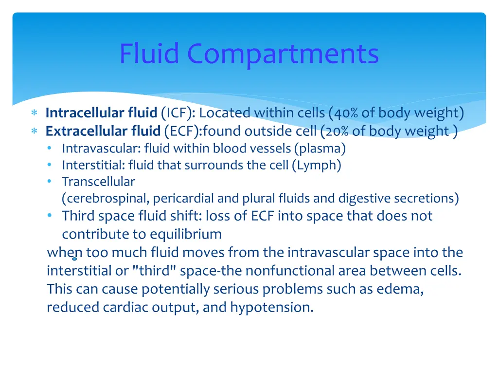 fluid compartments