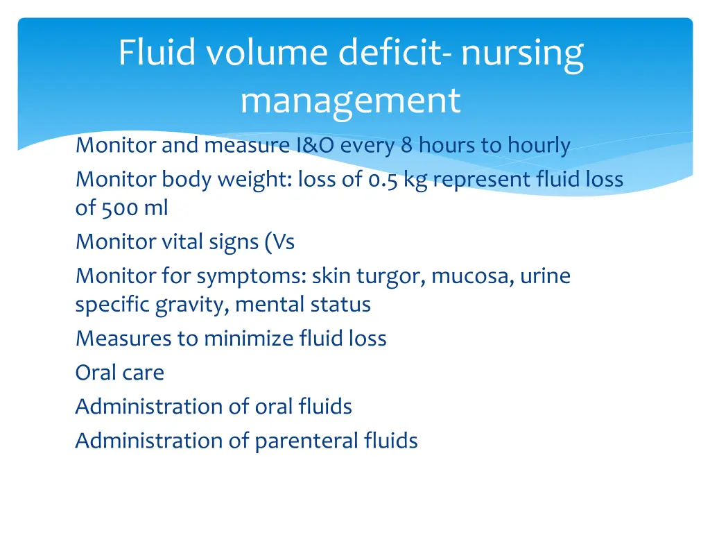 fluid volume deficit nursing management